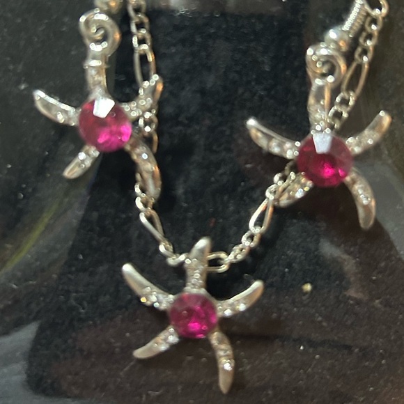 Handcrafted Silver and Pink Starfish Jewelry Set- fun little set for a starfish - Picture 1 of 5